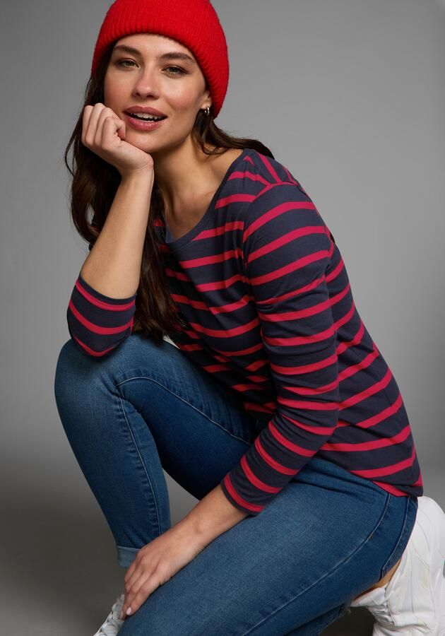 AJC Shirt met lange mouwen gestreept ronde hals van katoen van single jersey - Foto 12