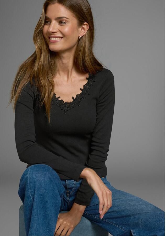 AJC Shirt met lange mouwen Lange mouwen figuurvolgend met betoverende kant - Foto 3