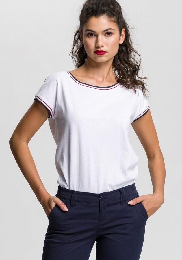 AJC Shirt met ronde hals Korte mouwen figuurvriendelijke pasvorm sportief streepmotief - Foto 8