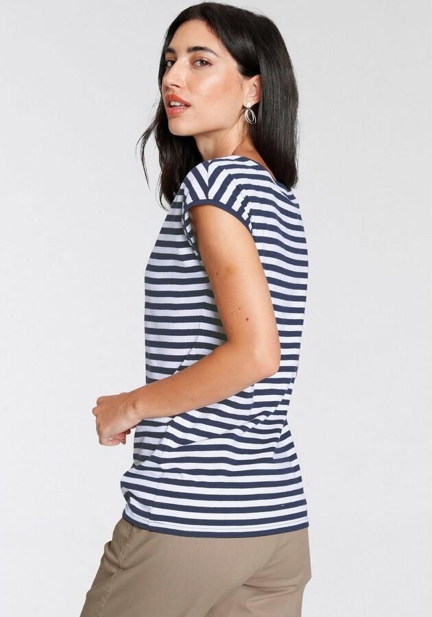 AJC Shirt met ronde hals Korte mouwen figuurvriendelijke pasvorm sportief streepmotief - Foto 10