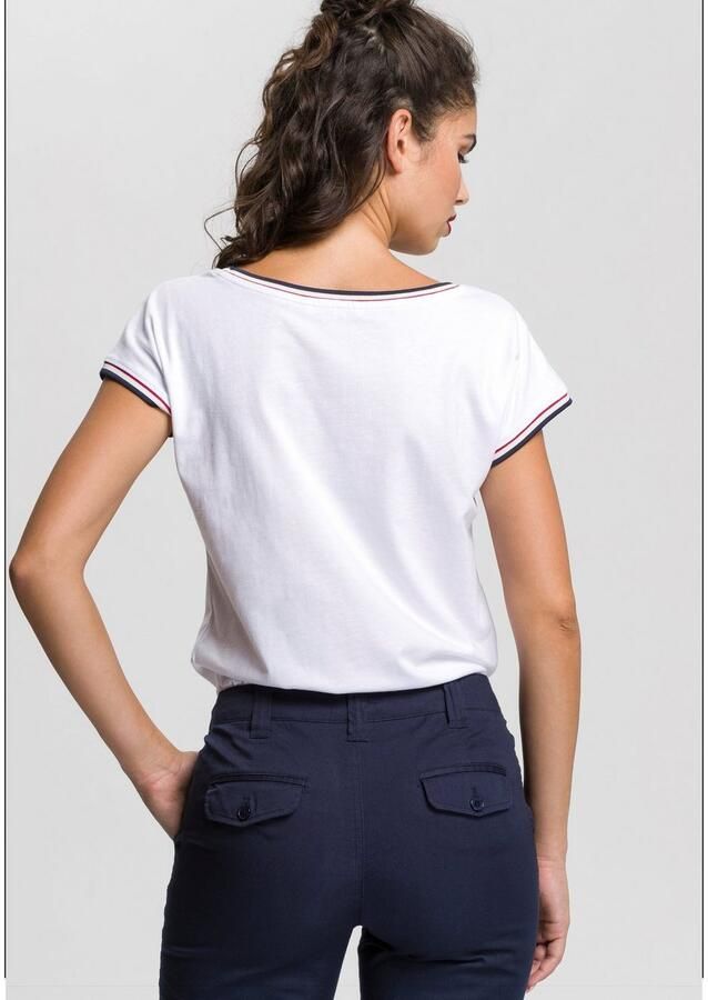 AJC Shirt met ronde hals Korte mouwen figuurvriendelijke pasvorm sportief streepmotief - Foto 4