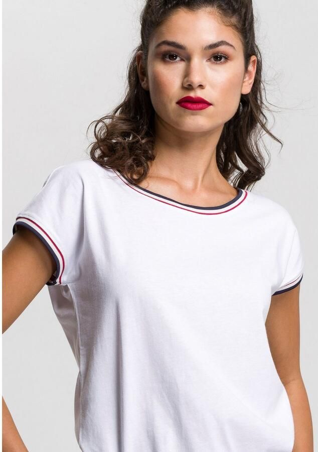 AJC Shirt met ronde hals Korte mouwen figuurvriendelijke pasvorm sportief streepmotief - Foto 7