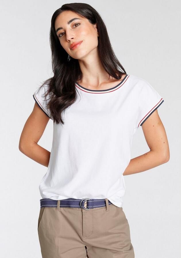 AJC Shirt met ronde hals Korte mouwen figuurvriendelijke pasvorm sportief streepmotief - Foto 12