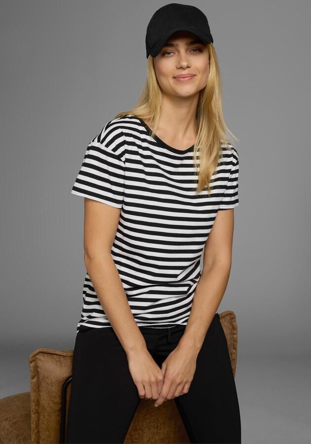 AJC T-shirt Korte mouwen getailleerde snit gestreept ronde hals - Foto 7