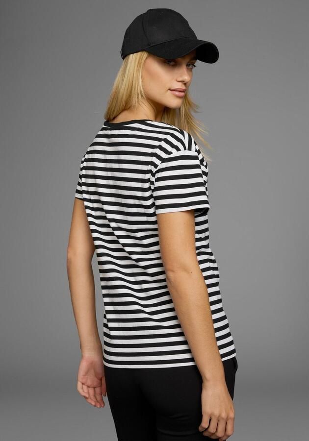 AJC T-shirt Korte mouwen getailleerde snit gestreept ronde hals - Foto 4