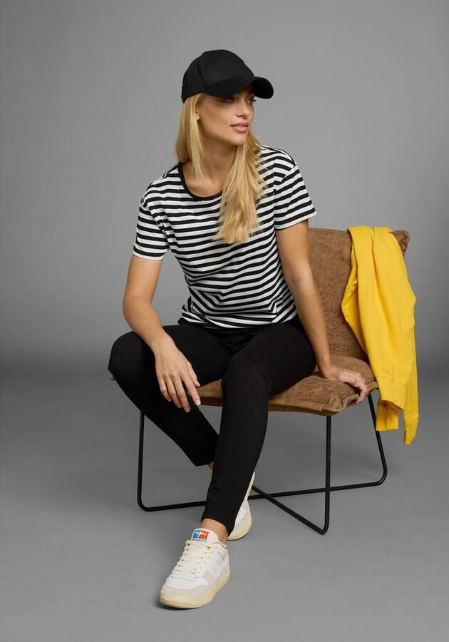 AJC T-shirt Korte mouwen getailleerde snit gestreept ronde hals - Foto 6