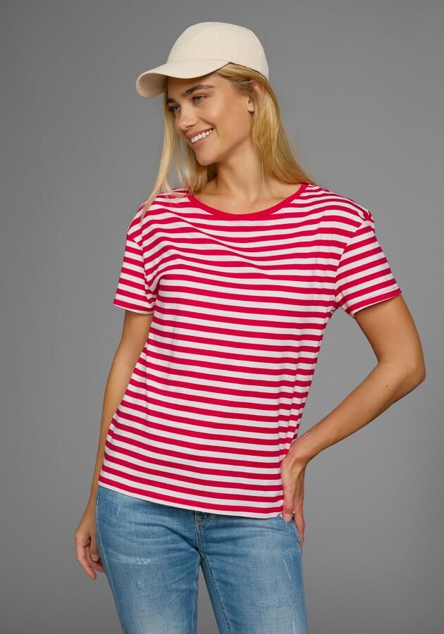 AJC T-shirt Korte mouwen getailleerde snit gestreept ronde hals - Foto 13