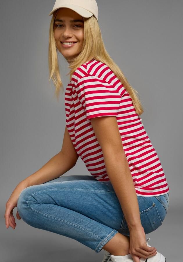 AJC T-shirt Korte mouwen getailleerde snit gestreept ronde hals - Foto 7