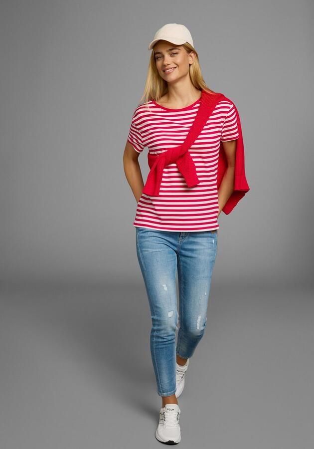 AJC T-shirt Korte mouwen getailleerde snit gestreept ronde hals - Foto 8