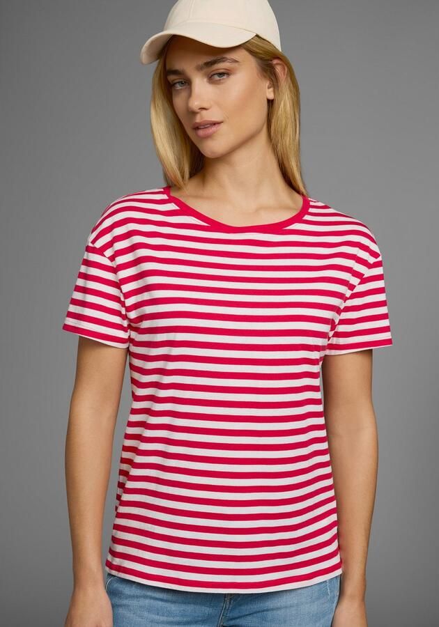 AJC T-shirt Korte mouwen getailleerde snit gestreept ronde hals - Foto 10