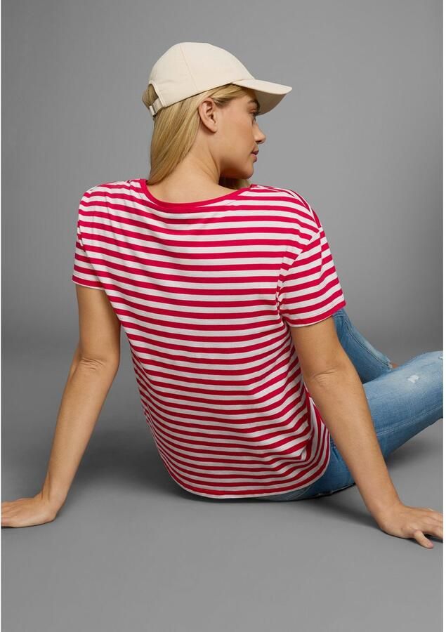 AJC T-shirt Korte mouwen getailleerde snit gestreept ronde hals - Foto 6