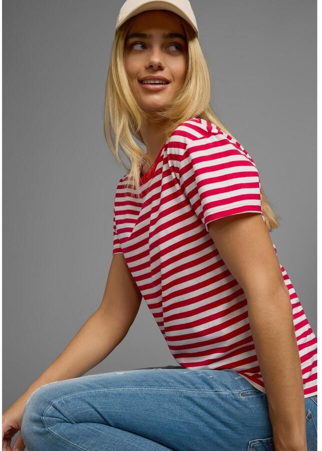 AJC T-shirt Korte mouwen getailleerde snit gestreept ronde hals - Foto 2