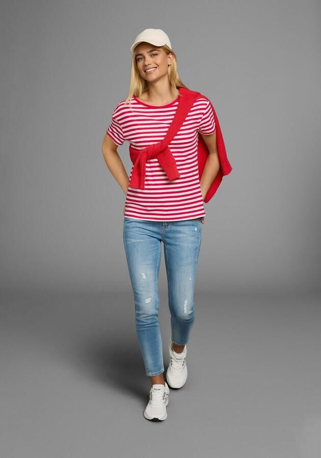 AJC T-shirt Korte mouwen getailleerde snit gestreept ronde hals - Foto 11