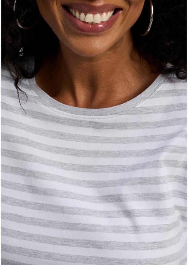 AJC T-shirt Korte mouwen getailleerde snit gestreept ronde hals