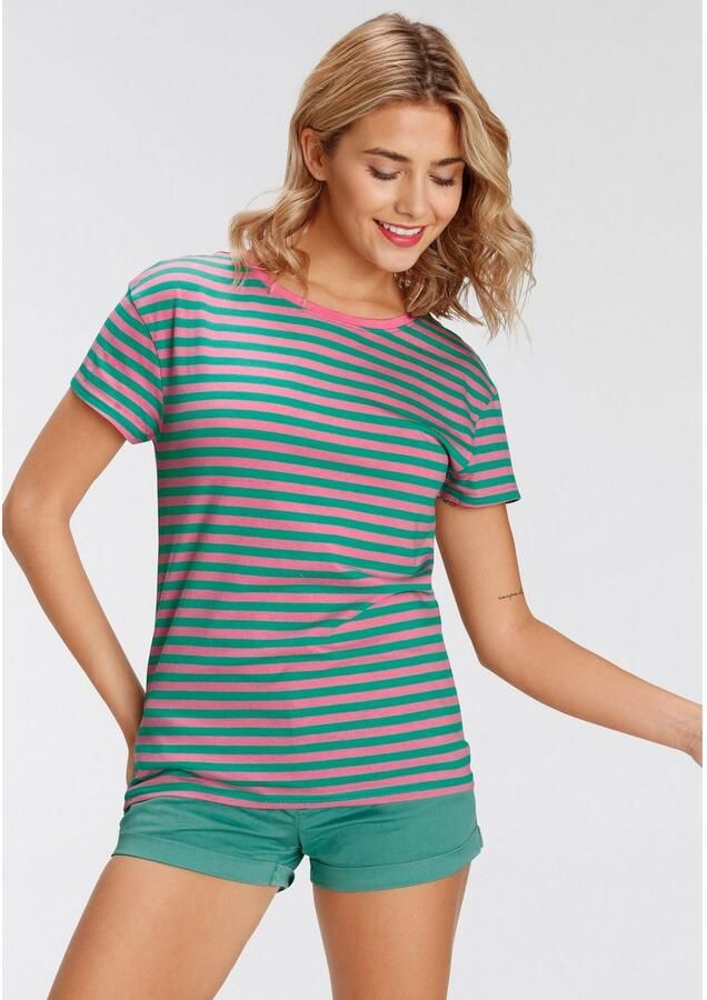 AJC T-shirt Korte mouwen getailleerde snit gestreept ronde hals - Foto 4