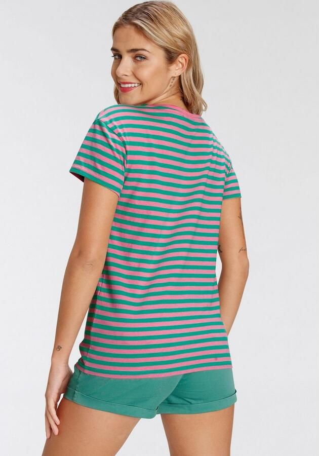 AJC T-shirt Korte mouwen getailleerde snit gestreept ronde hals - Foto 5