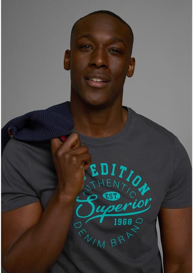 AJC T-shirt Korte mouwen smalle pasvorm in vintage-ontwerp - Foto 2