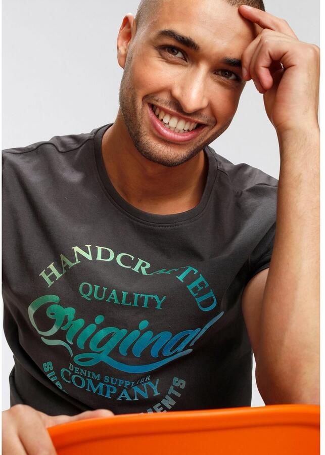 AJC T-shirt korte mouwen smalle snit bedrukt of effen - Foto 2