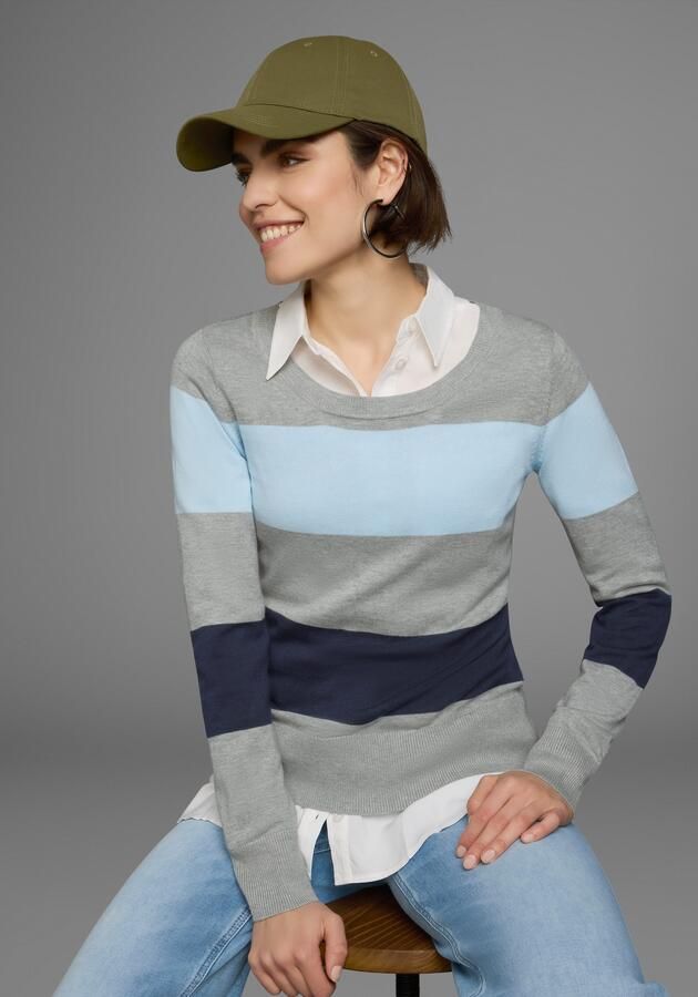 AJC Trui met ronde hals met brede blokstrepen - Foto 9