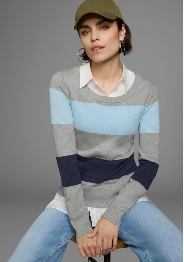 AJC Trui met ronde hals met brede blokstrepen - Foto 3