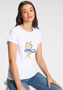 AJC T-shirt met print & paillettenapplicatie in jungle-design