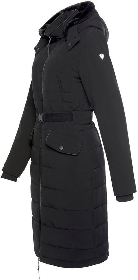 ALPENBLITZ Gewatteerde jas Oslo long Jas met merkstempel op de riem & afneembare capuchon - Foto 12