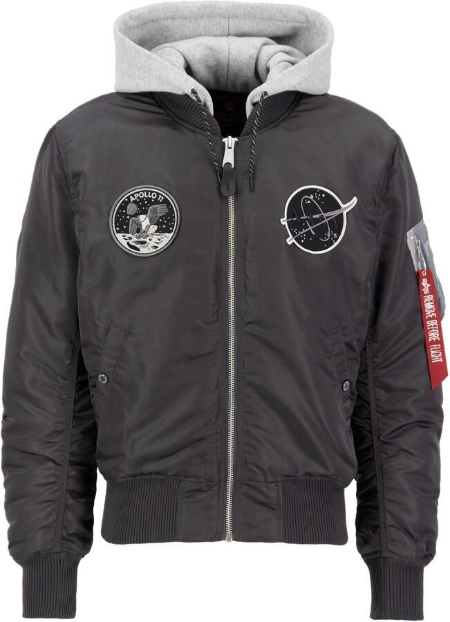 Alpha industries Grijze Heren Bomberjack met Capuchon en Logo Patches Gray Heren - Foto 7