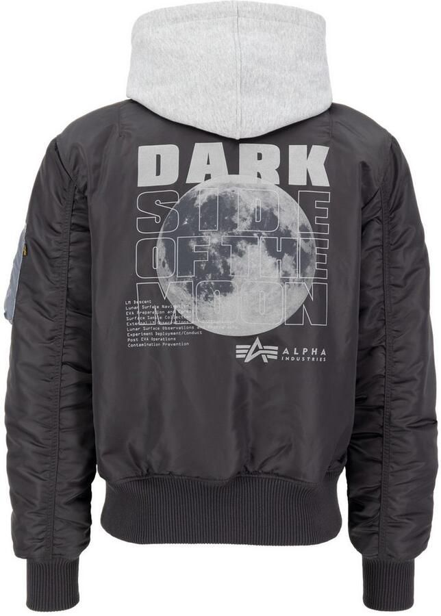 Alpha industries Grijze Heren Bomberjack met Capuchon en Logo Patches Gray Heren