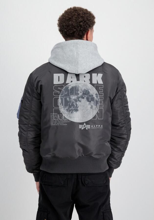 Alpha industries Grijze Heren Bomberjack met Capuchon en Logo Patches Gray Heren - Foto 5