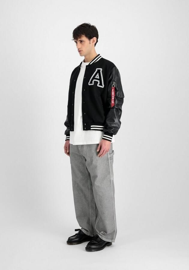 Alpha industries Zwarte College Jack met Geborduurde Patches Black Heren - Foto 3