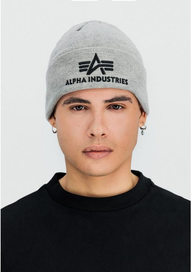 Alpha industries 3D Beanie Klassieke Stijl Wintermuts Gray