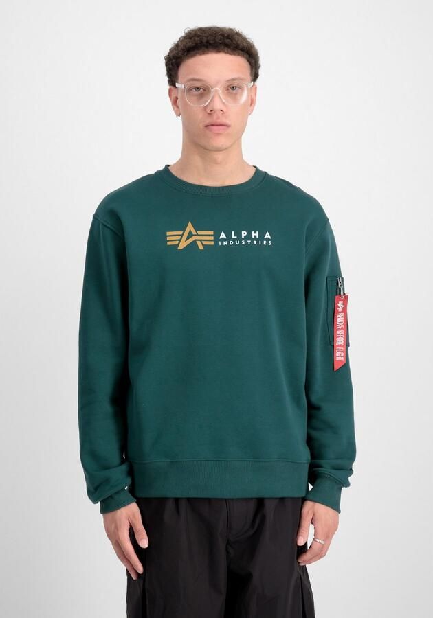 Alpha industries Sweatshirt met labelprint en ritszak - Foto 3
