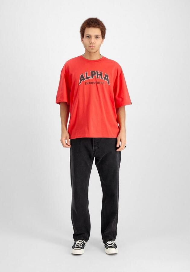 Alpha industries Rode College Tee Korte Mouw T-shirt Red Heren - Foto 2