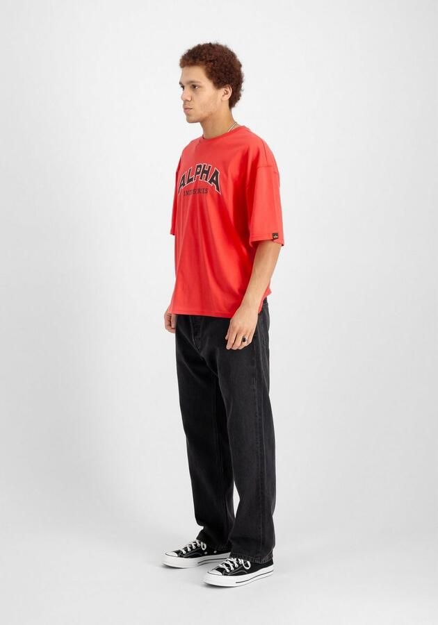 Alpha industries Rode College Tee Korte Mouw T-shirt Red Heren - Foto 4