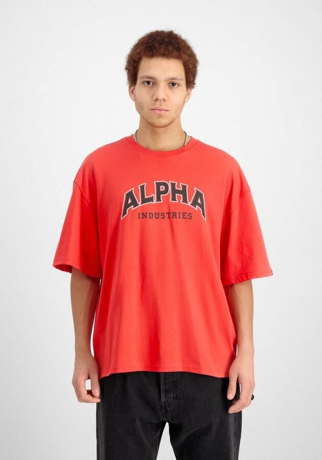 Alpha industries Rode College Tee Korte Mouw T-shirt Red Heren - Foto 5