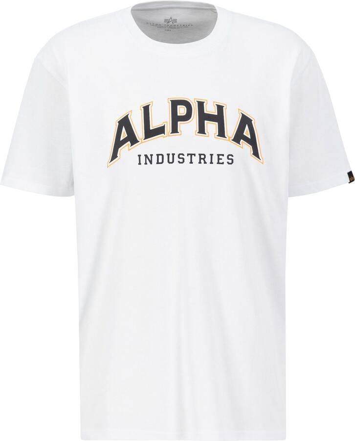 Alpha industries Witte College Tee Korte Mouw T-shirt White Heren - Foto 7