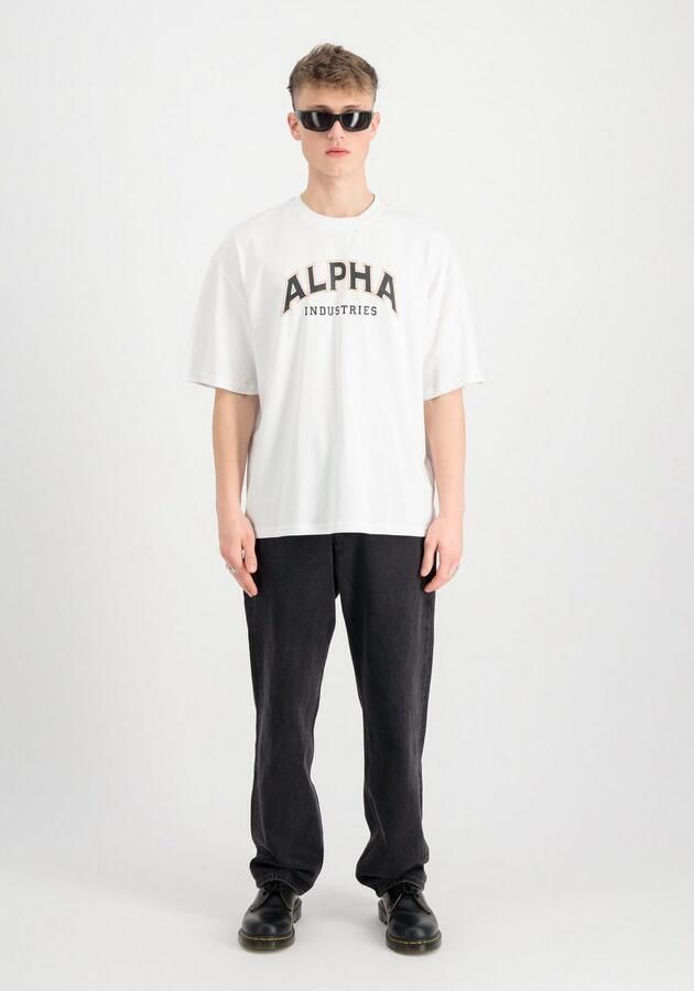 Alpha industries Witte College Tee Korte Mouw T-shirt White Heren - Foto 2