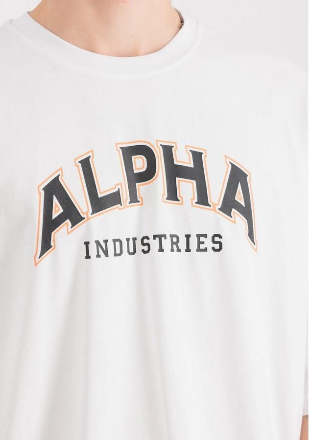 Alpha industries Witte College Tee Korte Mouw T-shirt White Heren