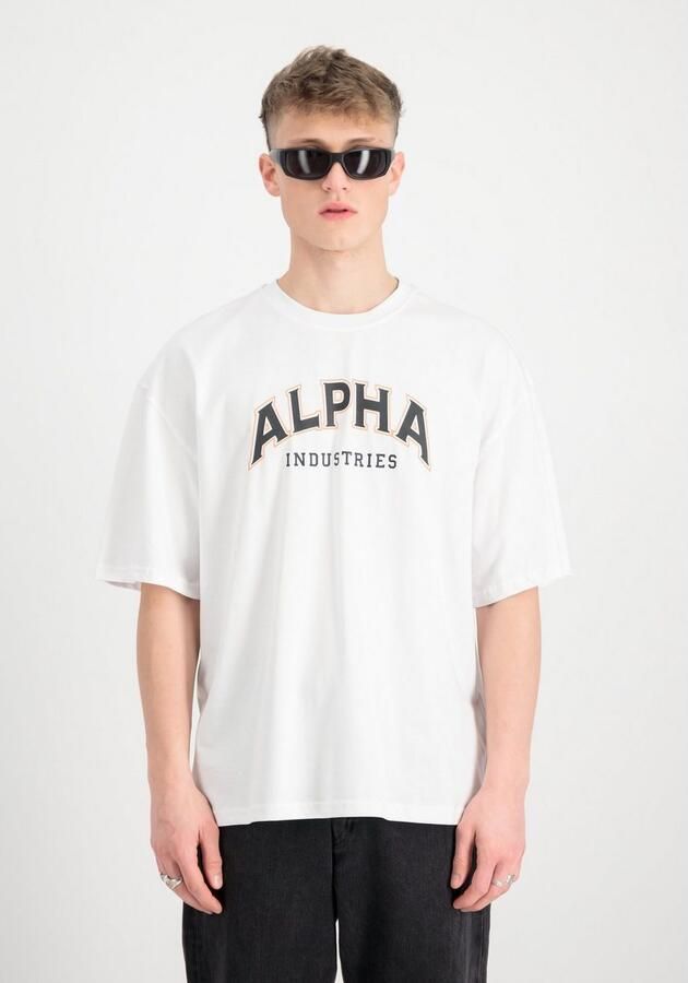 Alpha industries Witte College Tee Korte Mouw T-shirt White Heren - Foto 6