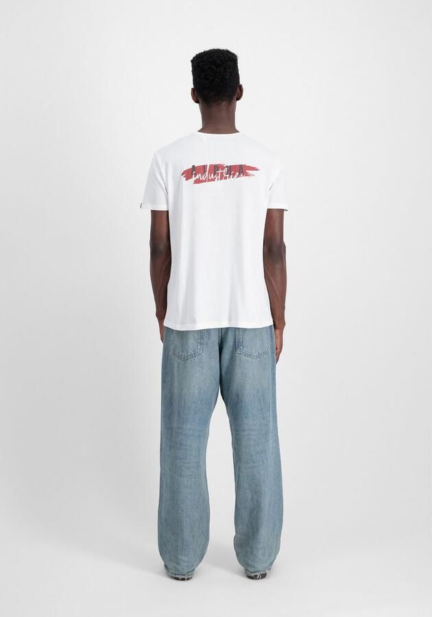 Alpha industries Katoenen T-shirt Handtekening Puff Print White Heren - Foto 3