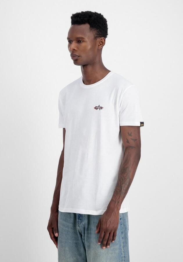 Alpha industries Katoenen T-shirt Handtekening Puff Print White Heren - Foto 4