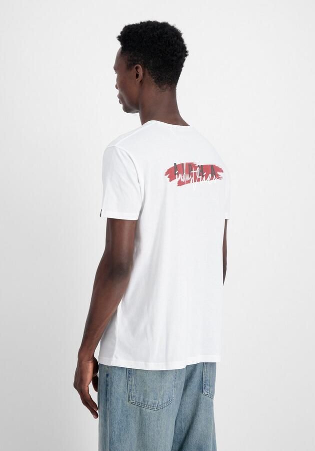 Alpha industries Katoenen T-shirt Handtekening Puff Print White Heren - Foto 5