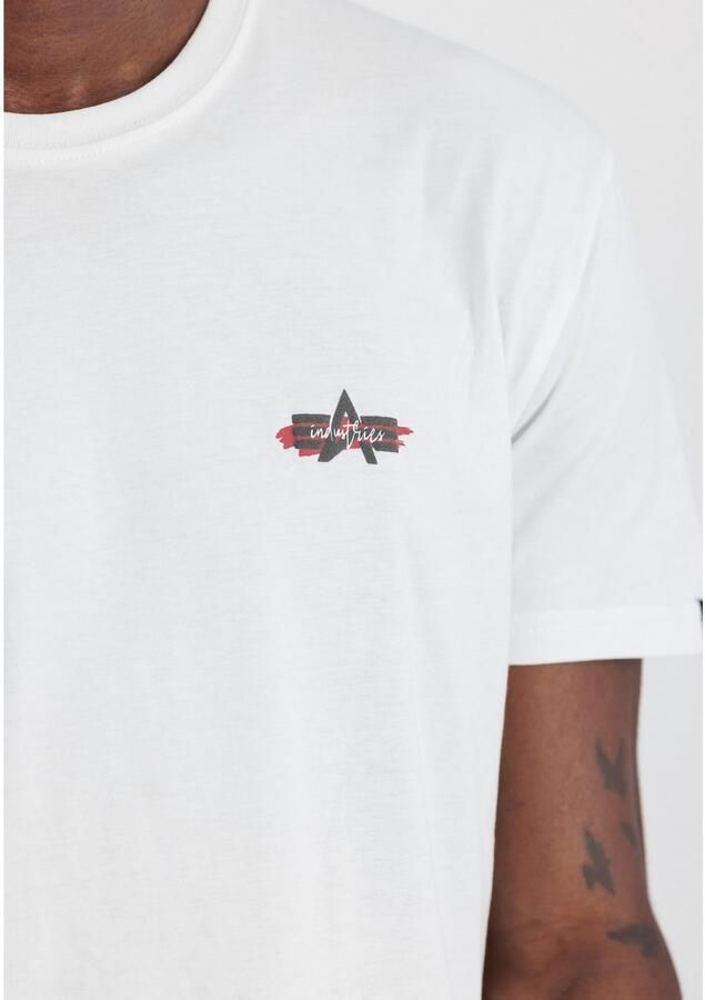 Alpha industries Katoenen T-shirt Handtekening Puff Print White Heren