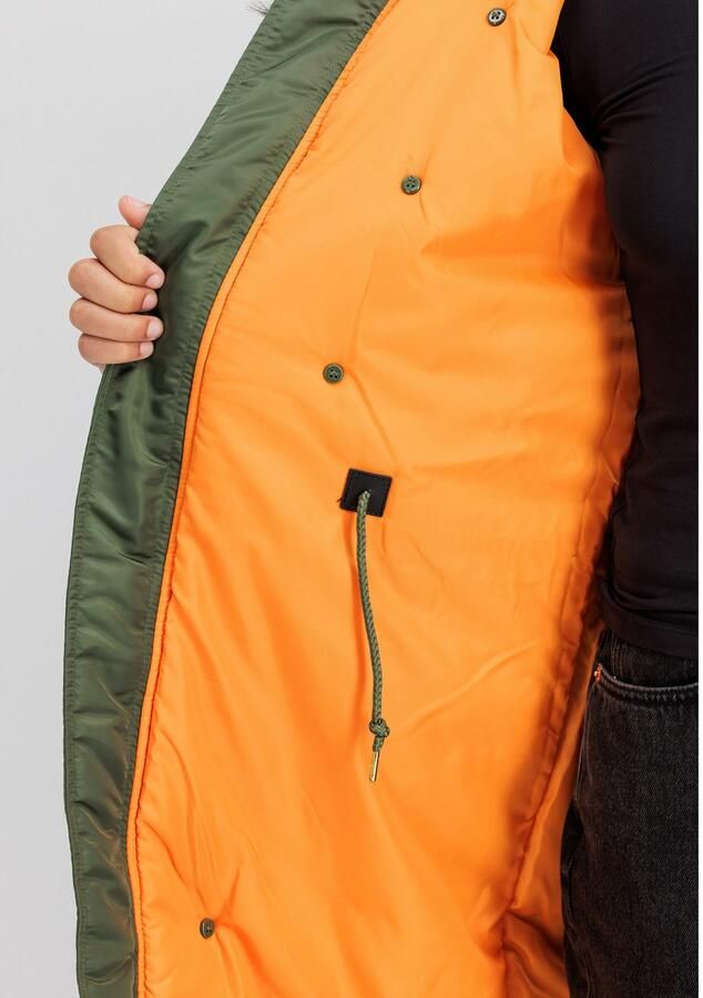 Alpha industries Lange jas met imitatiebont model 'LONG FISHTAIL'