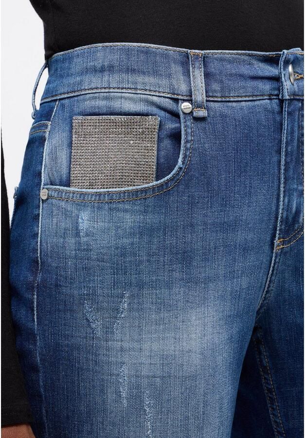 Angels Straight leg boyfriend jeans met strass-steentjes model 'GLAM'