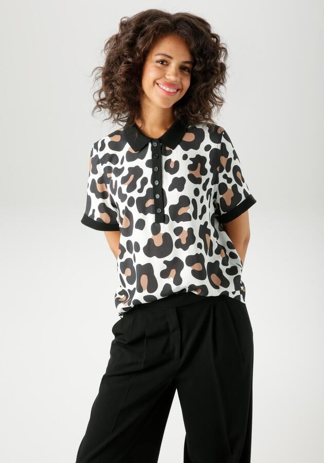 Aniston CASUAL Blouse met korte mouwen in extravagant dierenprint elk stuk is uniek nieuwe collectie - Foto 7
