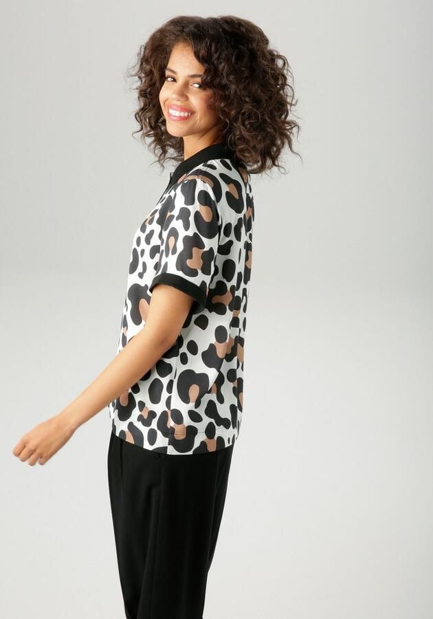 Aniston CASUAL Blouse met korte mouwen in extravagant dierenprint elk stuk is uniek nieuwe collectie - Foto 3