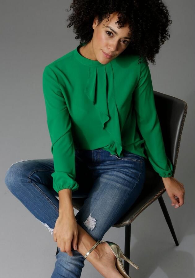 Aniston CASUAL Blouse met lange mouwen met kleine volant voor - Foto 5