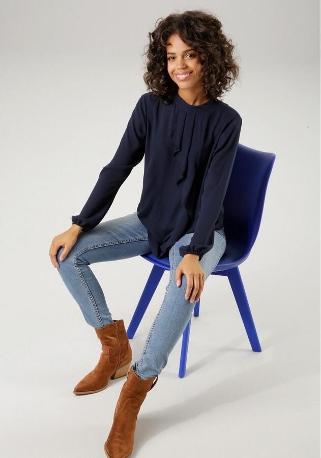 Aniston CASUAL Blouse met lange mouwen met kleine volant voor - Foto 4