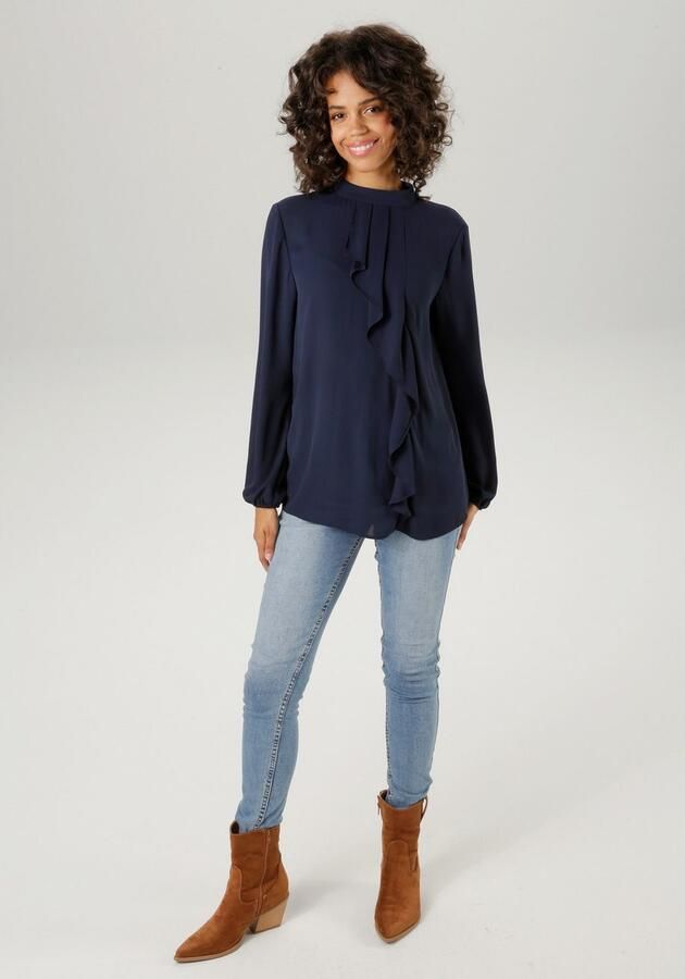Aniston CASUAL Blouse met lange mouwen met kleine volant voor - Foto 6